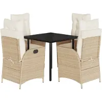 vidaXL 5-delige tuinset met kussens, beige, polyrotan