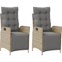 vidaXL Tuinstoelen 2 st verstelbaar voetensteun poly rattan beige mix