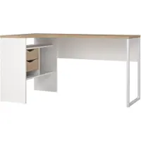 Ebuy24 FunctionPlus bureau hoek 3 planken 2 laden okkernoot decor wit.