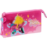 Big Buy Cooking Pennenetui met 3 vakken Trolls Roze 22 x 12 x 3 cm