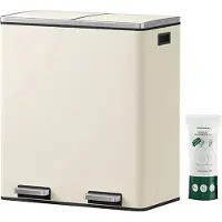 Songmics Hoppa! Songmics Dubbele Vuilnisbak, 2 X 30 L Keukenbak Met Twee Compartimenten En 15 Vuilniszakken, Metalen Pedaalemmer Met Plastic Binnenemmers En