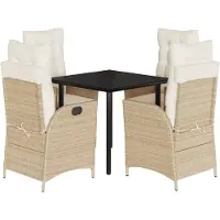 vidaXL 5-delige tuinset met kussens, beige, polyrotan