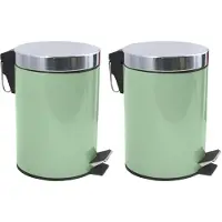 Spirella MSV Prullenbak/pedaalemmer - 2x - metaal - groen - 3 liter - 17 x 25 cm - Badkamer/toilet - Pedaalemmers