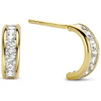New Bling 9NBG-0396 Gouden Oorknopjes - Dames - Halve Oorring - 8,3 x 2,8 mm - 14 Karaat - Goud