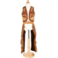 Great Pretenders Verkleedkledij Cowboy vest en beenlappen - Bruin 5-6Y
