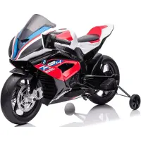 Vrooomy BMW HP4 Race Elektrische kinderfiets 12V (3–7 jaar) – Officieel gelicenseerd, met EVA-banden, stabilisatorwielen en MP3-functie – Elektrische kinderfiets – Rood