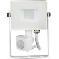 V-TAC PRO VT-10-S LED-buitenlamp, 10W, ultradun, wit, met PIR-sensor, natuurlijke witte kleur (4000K), IP65-bescherming - SKU 434