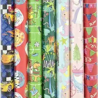 Benza Präsenta Assortiment luxe cadeaupapier inpakpapier voor kinderen 6 - 200 x 70 cm - 3 rollen