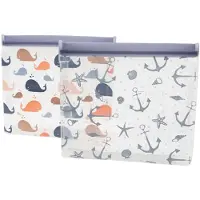 DOTZ set van 2 herbruikbare ziplock zakken met bodem 22.9x20.9cm Peva blauw *