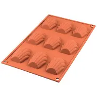 Silikomart bakvorm 9 madeleines 6,8 cm silicone bruin