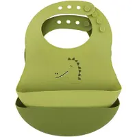 Trixie Afwasbaar slabbetje 2-pack Mr. Dino - Slab voor kinderen - 100%Food Grade Silicone - Eenvoudig schoon - Groen