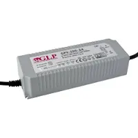 GLP GPV-200-24: GPV-serie voeding, 24 V/8,3 A, constante spanning (CV), zonder vermogensfactorcorrectie (PFC), IP67 kunststof behuizing