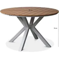 LUX outdoor living Calgary dining tuintafel 4 personen | polywood + aluminium | Natural Wood | Ø120cm ronde tuintafel 4 personen, 5 personen
