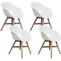 BUITEN living Karlstad dining tuinstoel set van 4 | kunststof + hardhout | wit 1 persoon