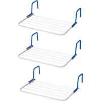 Proplus Set van 3x inklapbare wasrekken/droogrekken 3 meter - Camping/camper/reis/thuis/balkon wasrekken/droogrekken