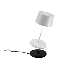 Zafferano Olivia mini 3K tafellamp wit, oplaadbaar 3K, dimbaar, wit / opaal, Woon-/ Eetkamer, Aluminium, Modern