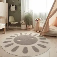 Paco Home Moderne kinderkamer tapijt Speelmat zacht 3D-effect Natuurlijke tinten 120 cm Rund