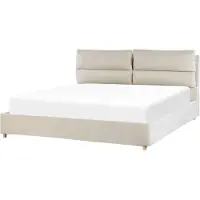 Beliani BATILLY - Tweepersoonsbed - Beige - 180 x 200 cm - Fluweel