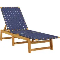 vidaXL Ligbed massief acaciahout en stof donkerblauw