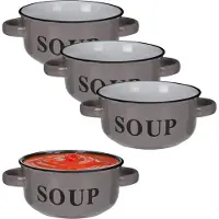 Excellent houseware Soepkommen/serveer schaaltjes - 6x - porselein - D13 x H7 cm - antraciet