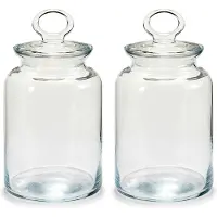 Pasabahce Snoeppot/voorraadpot Megan - 2x - 1500 ml - glas - met luchtdichte deksel - D12 x H21 cm