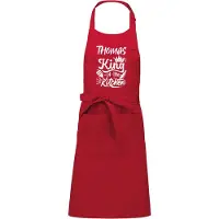 Kariban Keukenschort - Kookschort - Rood - (naam) King of the Kitchen - met voornaam naar keuze - 76 x 90 cm - Verjaardags cadeau - BBQ