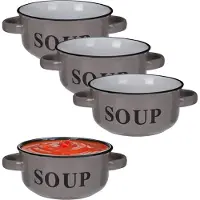 Excellent houseware Soepkommen/serveer schaaltjes - 8x - porselein - D13 x H7 cm - antraciet