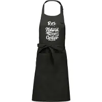 Kariban Keukenschort - Barbecue schort - Grijs - (naam) Natural Born Griller - met voornaam naar keuze - 76 x 90 cm - Verjaardags cadeau - BBQ