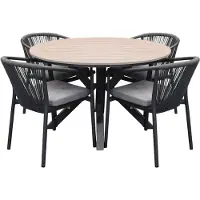 AVH-Collectie Quincy Apollo dining tuinset 120xH75 cm rond 5 delig polywood