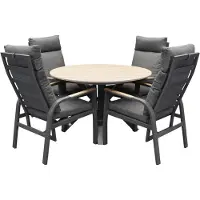 AVH-Collectie Quincy Kota dining tuinset 120xH75 cm rond 5 delig verstelbaar polywood