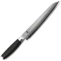 Yaxell Taishi Sashimi Fileermes 23 cm - VG-10 Staal - Hardheid 61 HRC - Tsuchime Afwerking - Gehamerd Lemmet - Zwart Pakka Beukenhout Handvat