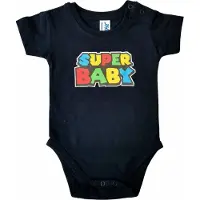 JHK Zwarte romper met "Super baby" - 3 maanden - babyshower, zwanger, cadeautje, kraamcadeau, grappig, geschenk, baby, tekst, bodieke, gamen
