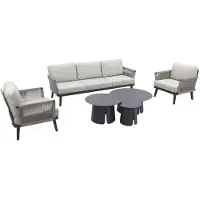 Van der Garde Tuinmeubelen Durban/Velora royal grey stoel-bank loungeset - 6-delig