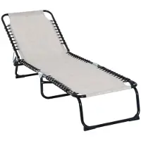 Zenzee Stretcher - Veldbed - Ligbed - Zonnebed - Ligstoel - Tuinmeubelen - Tuinstoel - Stoelen - beige 197 x 58 x 30 cm