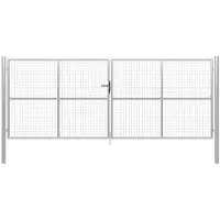 vidaXL Tuinpoort gegalvaniseerd staal 400x150 cm zilver