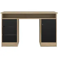 Ebuy24 FunctionPlus bureau met slot 1 deur 3 laden eik decor zwart.