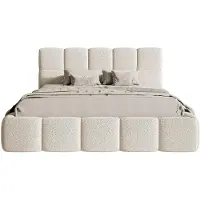 Selsey Bedframe Chloe bouclé met opbergruimte 160 x 200 cm | teddystof wit 218x180x96 cm bed frames | NADUVI