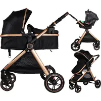 Ding Liam Black/Rose 3-in-1 Combi Kinderwagen Incl. Autostoel DI-381712
