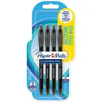 Paper Mate ComfortMate Ultra Intrekbare-balpennen | Medium Punt (1,0 mm) | Zwart | 4 stuks