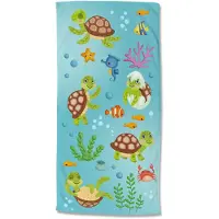 Good Morning Kinder Strandlaken Velours Turtles 75x150cm - multi
