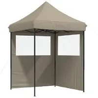 vidaXL Partytent inklapbaar pop-up met 2 zijwanden taupe