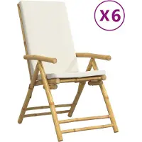 vidaXL Tuinstoelen 6 st inklapbaar met kussens bamboe crèmewit