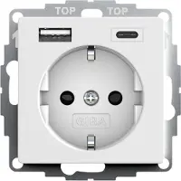 Gira SCHUKO-stopcontact, USB-voeding, 2-voudig, type A/C, systeem 55, zuiverwit, mat, 1 stuk.