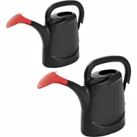 Prosperplast 2x stuks kunststof tuin gieters 7.5 en 10 liter zwart - Gieters