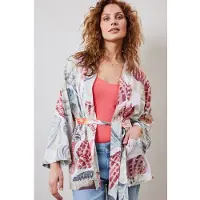 DIDI Kimono In Offwhite With Ocean Treasures Xl Print Maat: 38-40 | Badjassen Outlet | Dames | Wit