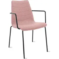 Workliving Verona Eetkamerstoel / Vergaderstoel - Met Armleuningen - Wolvilt Fenice 152 zachtroze - frame zwart