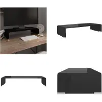vidaXL TV-meubel/monitorverhoger zwart 60x25x11 cm glas - Tv-kast - Tv-kasten - Tv-standaard - Tv-standaarden