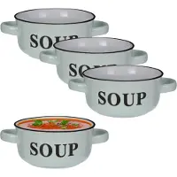 Excellent houseware Soepkommen/serveer schaaltjes - 4x - porselein - D13 x H7 cm - mintgroen