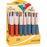 BIC 4 Colours Original 4-kleurenbalpen, fijn en medium, klassieke inktkleuren, doos van 20 stuks