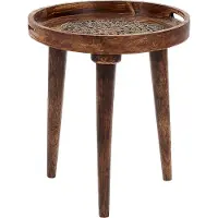 Beliani ASTAI - Bijzettafel-Donkere houtkleur-Mangohout